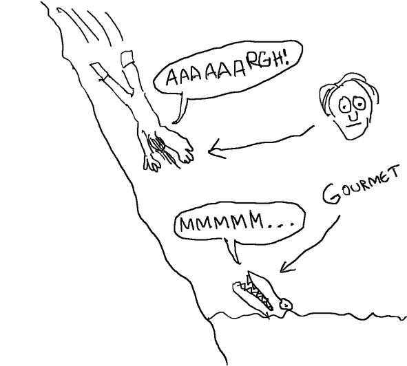 When the gourmet crocodile finally caught him, he wasn't that tasty. The Gourmet Crocodile