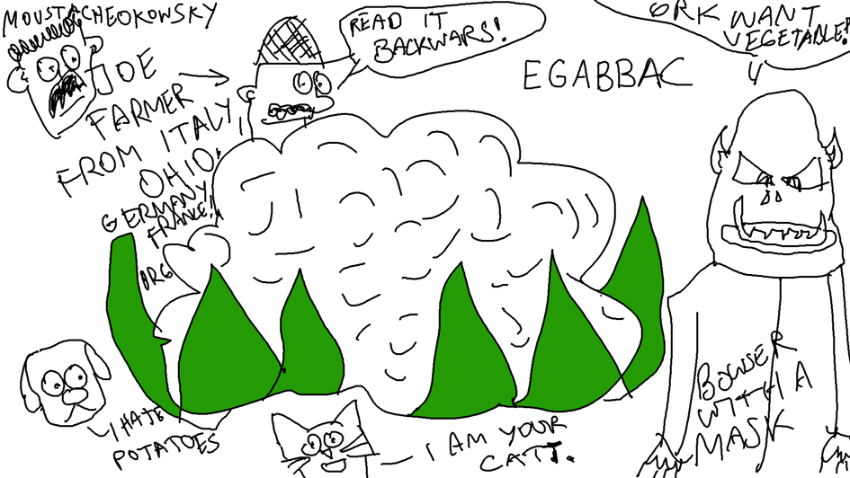 Egabbac (read it backwards)
