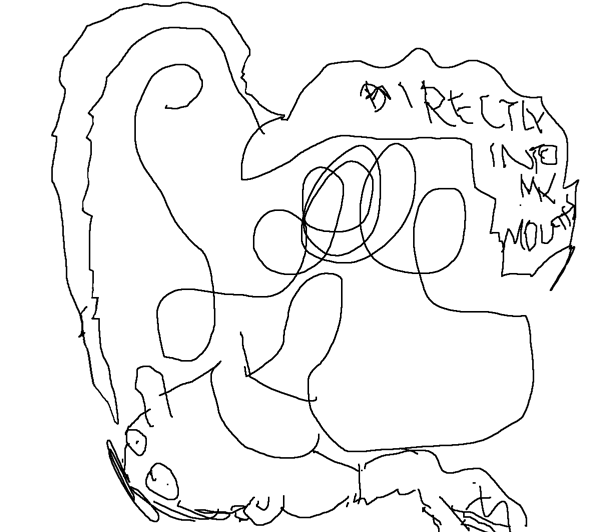 Maybe that's what a straight line looks like from an 11-dimensional superstring perspective? Directly into my mouth