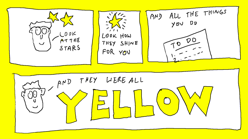 I swam across, I jumped across for you, oh what a thing to do, 'cause you were all yellow! Yellow